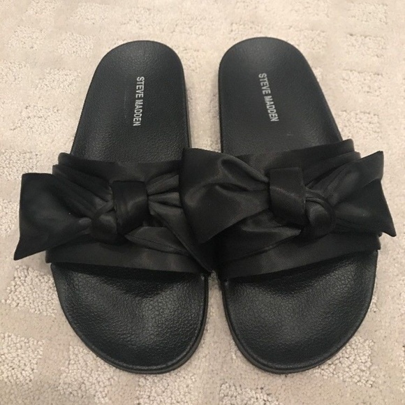 steve madden bow slides black